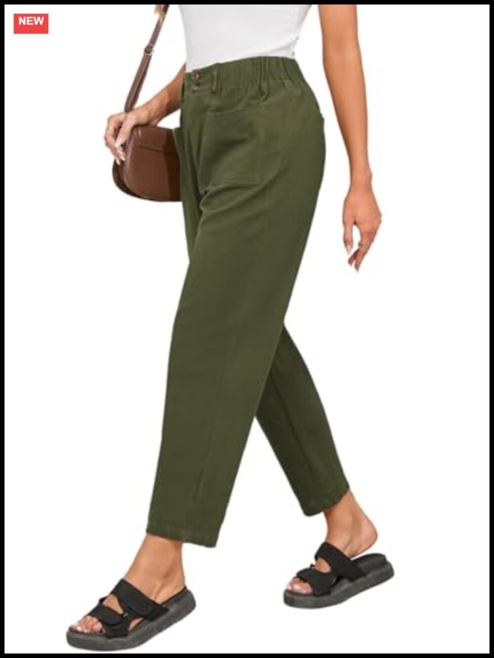 Casual High Waisted Capri Harem Pants with Pockets Cotton Linen